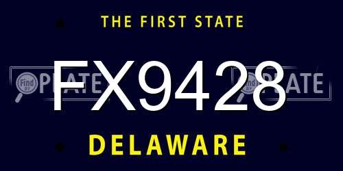 FX9428 Delaware License Plate