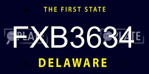 FXB3634 Delaware License Plate