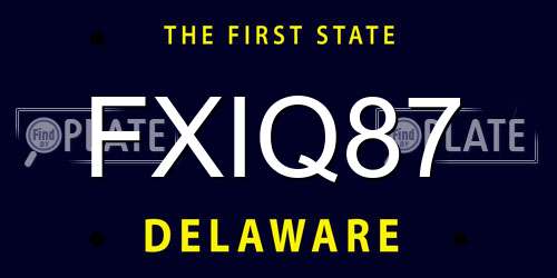 FXIQ87 Delaware License Plate