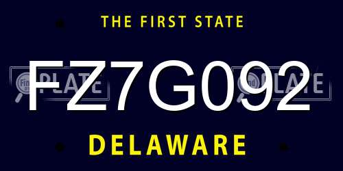 FZ7G092 Delaware License Plate