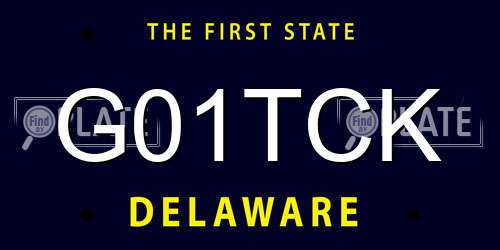 G01TCK Delaware License Plate