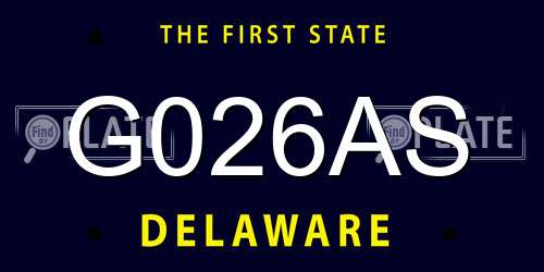 G026AS Delaware License Plate