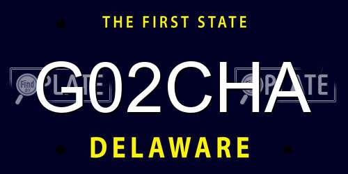 G02CHA Delaware License Plate