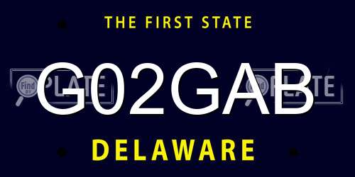 G02GAB Delaware License Plate