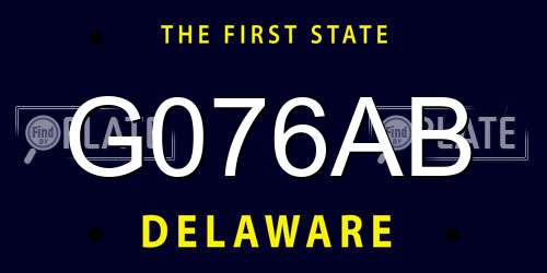 G076AB Delaware License Plate