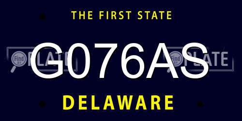 G076AS Delaware License Plate