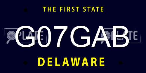 G07GAB Delaware License Plate