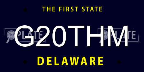 G20THM Delaware License Plate