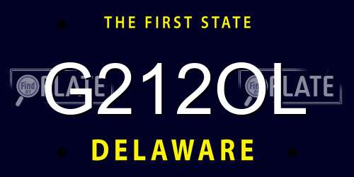 G212OL Delaware License Plate