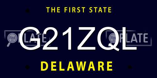 G21ZQL Delaware License Plate