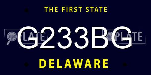 G233BG Delaware License Plate