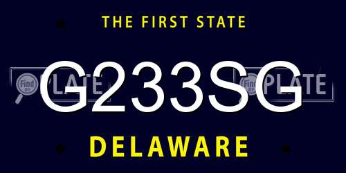 G233SG Delaware License Plate