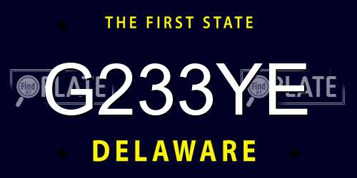 G233YE Delaware License Plate
