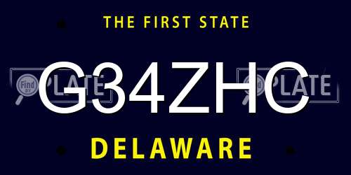 G34ZHC Delaware License Plate