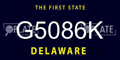 G5086K Delaware License Plate