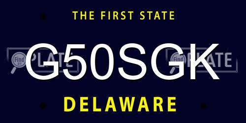 G50SGK Delaware License Plate