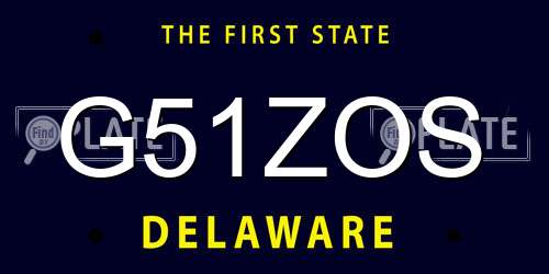 G51ZOS Delaware License Plate