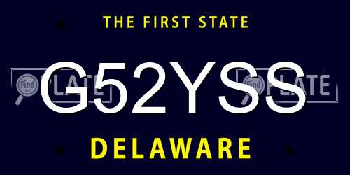 G52YSS Delaware License Plate