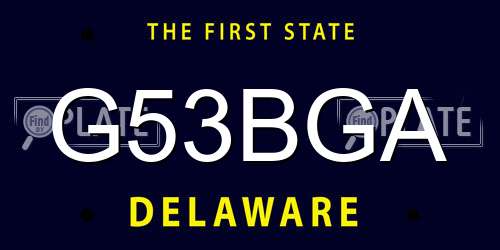G53BGA Delaware License Plate