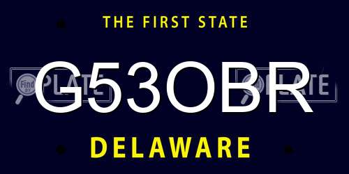 G53OBR Delaware License Plate