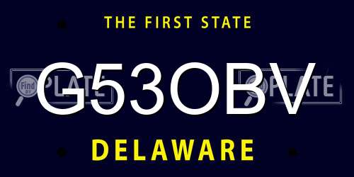 G53OBV Delaware License Plate