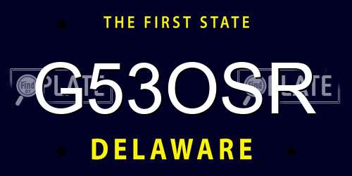 G53OSR Delaware License Plate