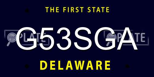G53SGA Delaware License Plate
