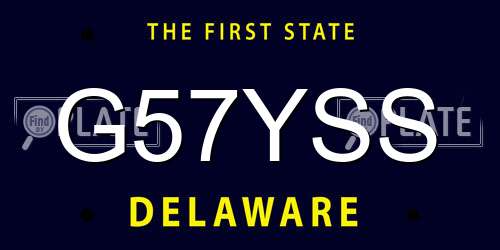G57YSS Delaware License Plate