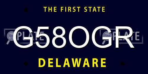 G58OGR Delaware License Plate