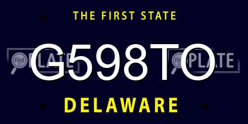 G598TO Delaware License Plate