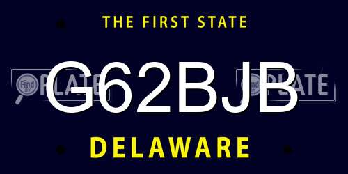 G62BJB Delaware License Plate