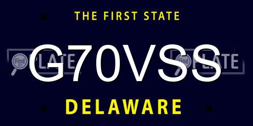 G70VSS Delaware License Plate