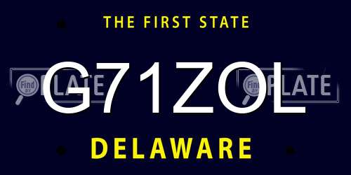 G71ZOL Delaware License Plate