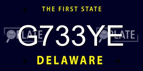 G733YE Delaware License Plate