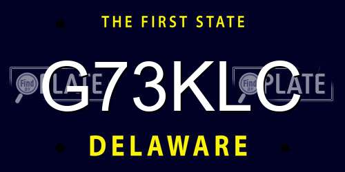 G73KLC Delaware License Plate