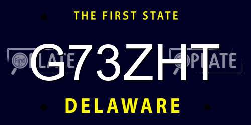 G73ZHT Delaware License Plate