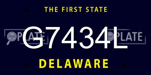 G7434L Delaware License Plate