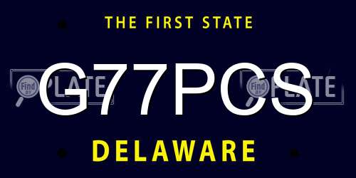 G77PCS Delaware License Plate