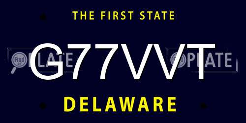 G77VVT Delaware License Plate