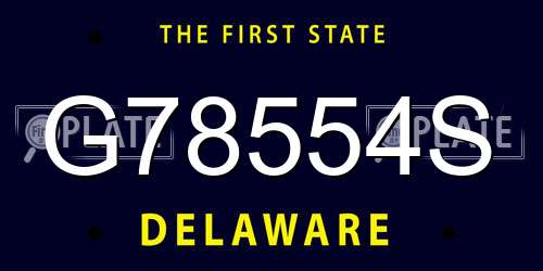 G78554S Delaware License Plate