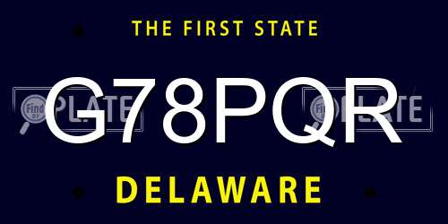 G78PQR Delaware License Plate