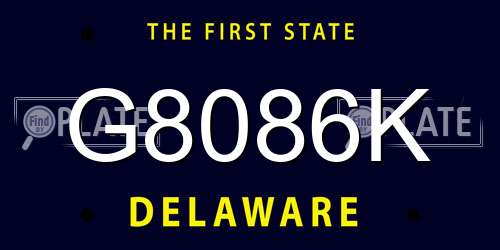 G8086K Delaware License Plate