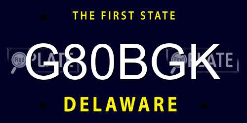 G80BGK Delaware License Plate