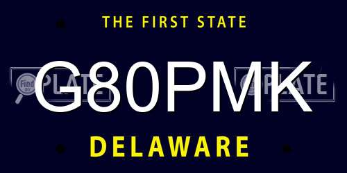 G80PMK Delaware License Plate