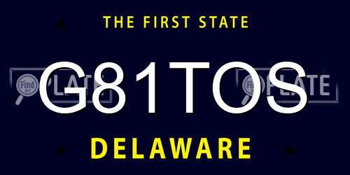 G81TOS Delaware License Plate
