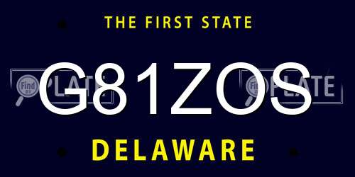 G81ZOS Delaware License Plate