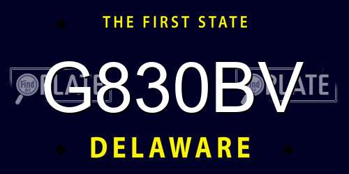 G830BV Delaware License Plate