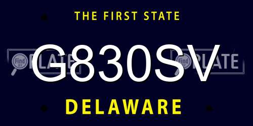 G830SV Delaware License Plate