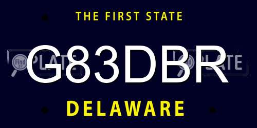 G83DBR Delaware License Plate