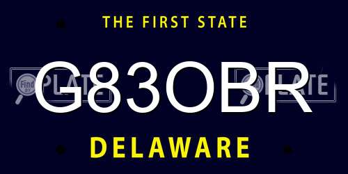 G83OBR Delaware License Plate
